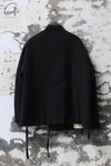 AVIVA JIFEI XUE 24 Autumn and Winter Wool Linen Satin Padded Short Kimono Jacket AJX-FW24-PSK-BWLS-HEI Black